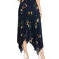 Saia plissada com bainha assimétrica Surreal Garden feminina Vince Camuto - Azul-marinho, tamanho P