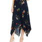 Saia plissada com bainha assimétrica Surreal Garden feminina Vince Camuto - Azul-marinho, tamanho P