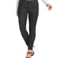 Calça jeans skinny elástica com estampa de pele de cobra feminina DKNY, preta, tamanho 29x26
