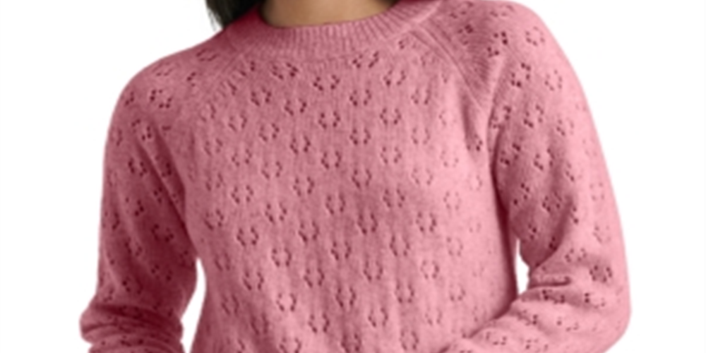 Suéter pulôver de malha Emily Pointelle feminino Lucky Brand, rosa, tamanho médio