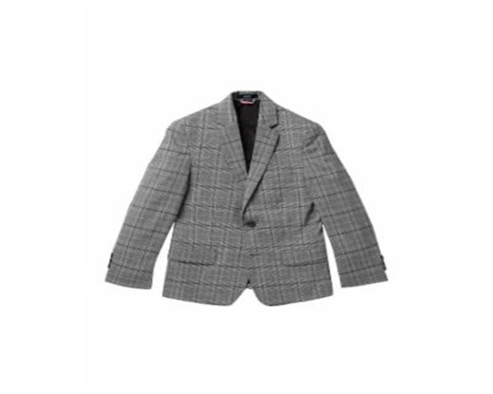 Tommy Hilfiger Big Boy's Stretch Windowpane Plaid Suit Jacket Preto Tamanho 14