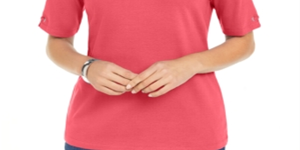 Karen Scott Top Feminino de Algodão com Argola Rosa Tamanho X-S