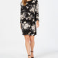 Vestido de coquetel feminino Robbie Bee com mangas sino e estampa floral, preto, tamanho pequeno G