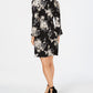 Vestido de coquetel feminino Robbie Bee com mangas sino e estampa floral, preto, tamanho pequeno G