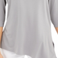 Blusa feminina Alfani com recorte, manga 3/4, decote redondo, cinza, tamanho extragrande