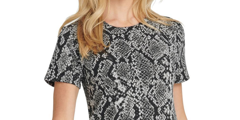 Blusa assimétrica com decote redondo feminina DKNY, cinza, tamanho extragrande