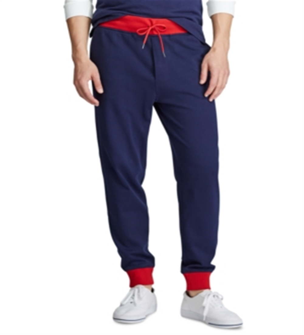 Calça de moletom Polo Ralph Lauren masculina de algodão interlock, azul, tamanho extragrande