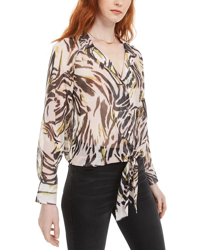 Blusa feminina Bar III com botões frontais e amarração frontal, rosa, tamanho extrapequeno