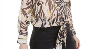 Blusa feminina Bar III com botões frontais e amarração frontal, rosa, tamanho extrapequeno