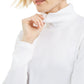 Karen Scott Blusa de gola alta feminina de algodão, branca, tamanho pequeno M