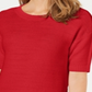 Camiseta feminina Charter Club de manga curta e gola redonda, vermelha, tamanho XX-G