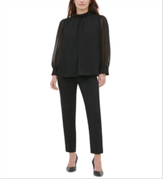 Blusa Calvin Klein Feminina Gola Alta Preta Tamanho Grande