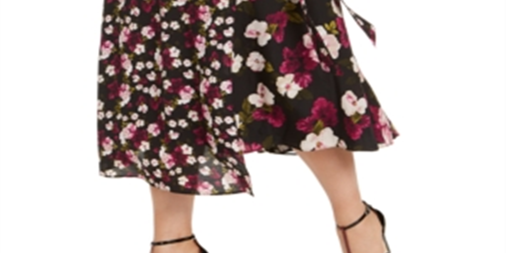 Saia envelope floral midi Calvin Klein feminina, preta, tamanho 14W
