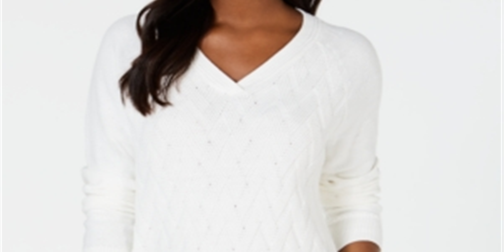 Karen Scott Suéter Feminino Basket Stitch Branco Tamanho X-G