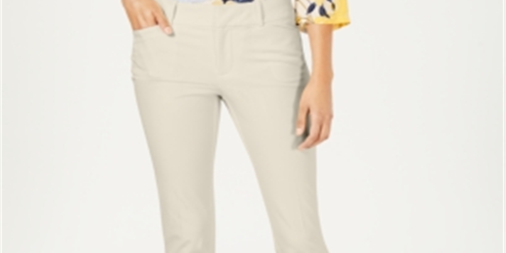 Calça feminina Charter Club Solid Newport Slim Leg Marrom Tamanho 10 Petite