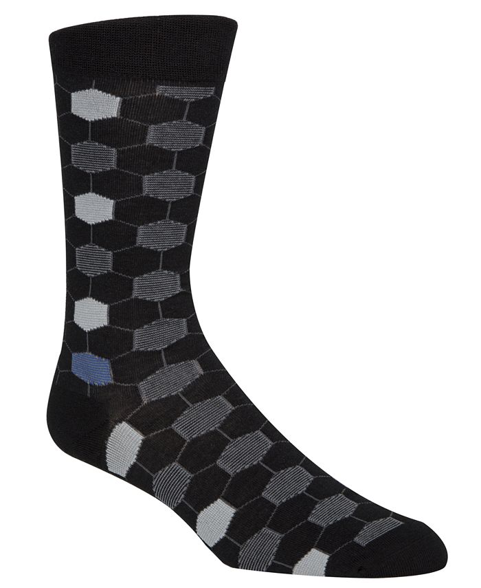 Meias sociais geométricas masculinas Cole Haan pretas tamanho 7-12