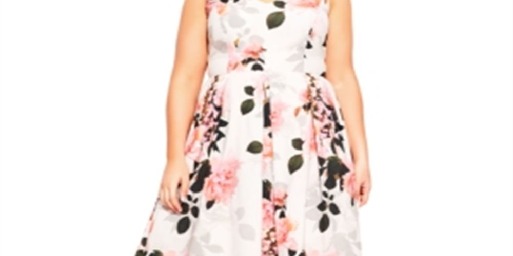 Vestido feminino City Chic Soft Blossom - Rosa Tamanho 16