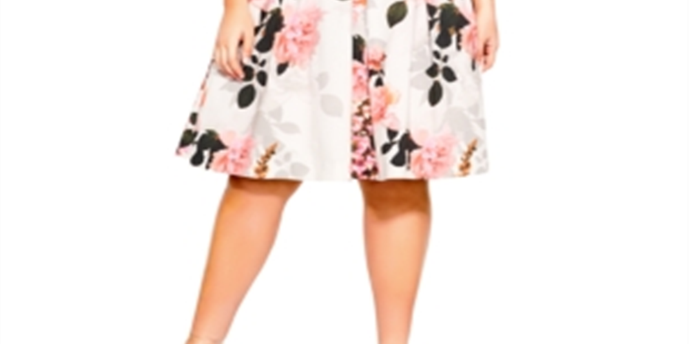 Vestido feminino City Chic Soft Blossom - Rosa Tamanho 16