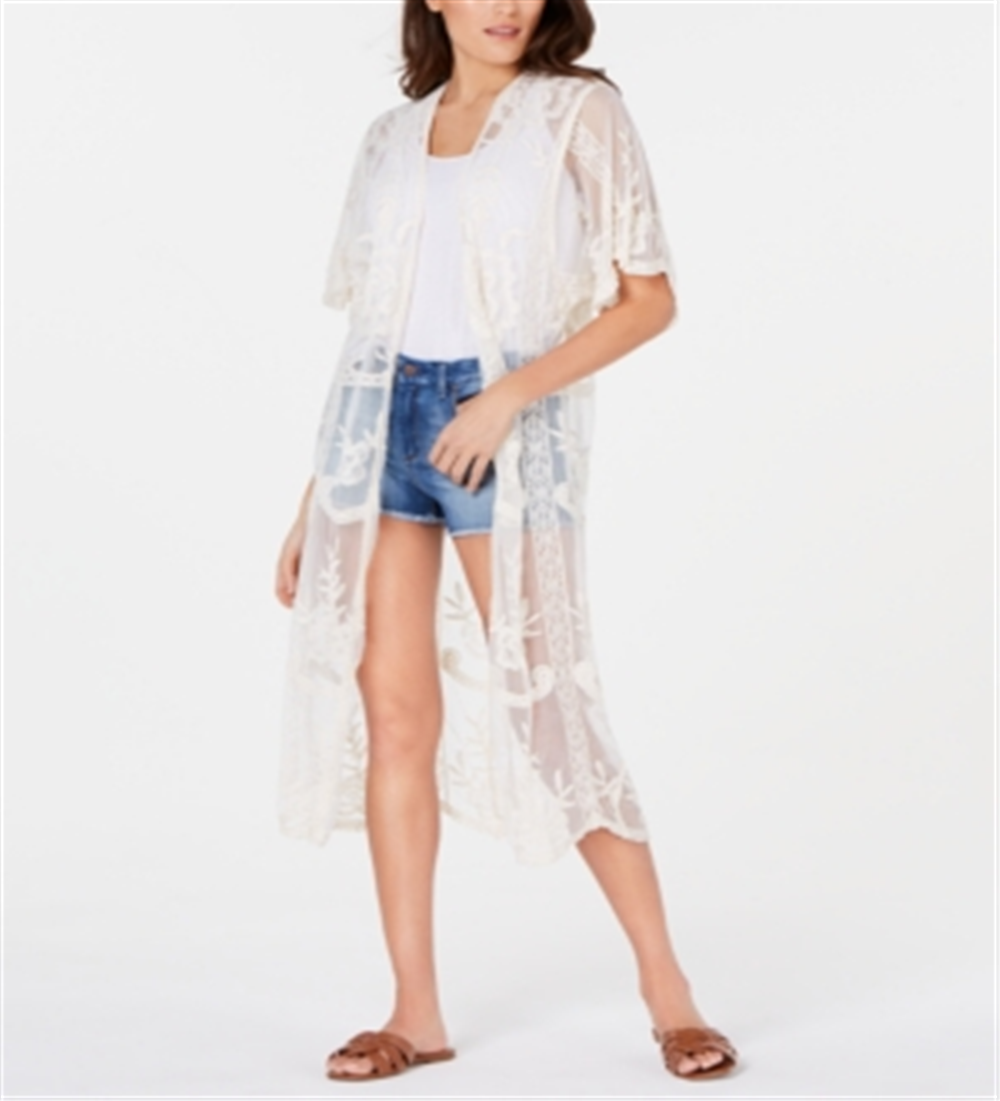 Jaqueta longa de renda feminina INC International Concepts, branca, tamanho único
