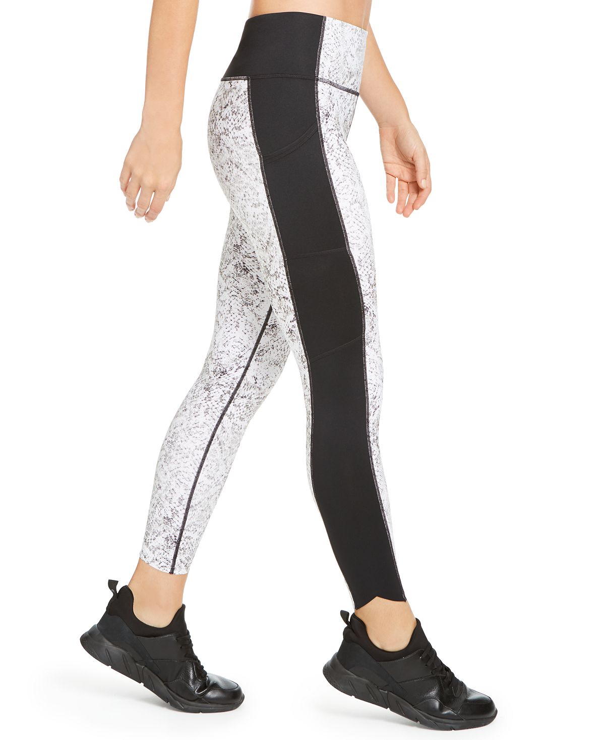 Leggings femininas Ideology com estampa de cobra e blocos de cores, brancas, tamanho XX-G