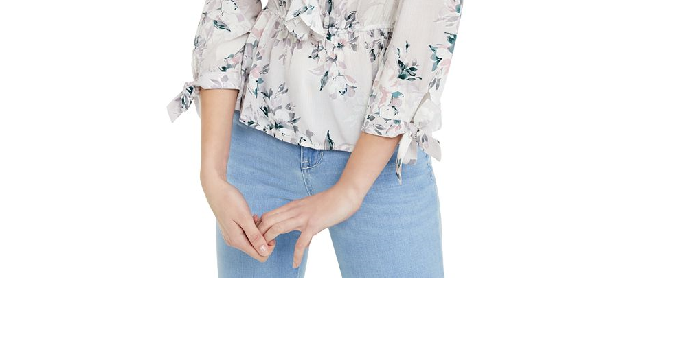 Top American Rag Junior com babados e mangas amarradas, preto, tamanho 2XL