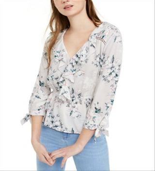 Top American Rag Junior com babados e mangas amarradas, preto, tamanho 2XL