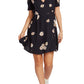 Vestido envelope feminino casual floral Volcom, preto, tamanho GG