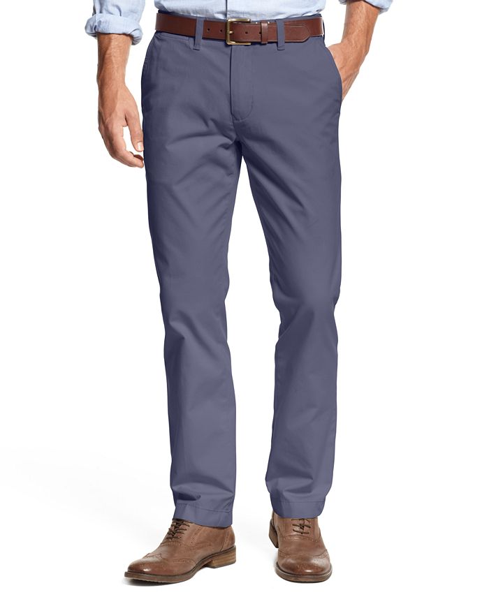 Calça Chino Tommy Hilfiger Masculina de Perna Reta e Ajuste Personalizado Azul Tamanho 36/32