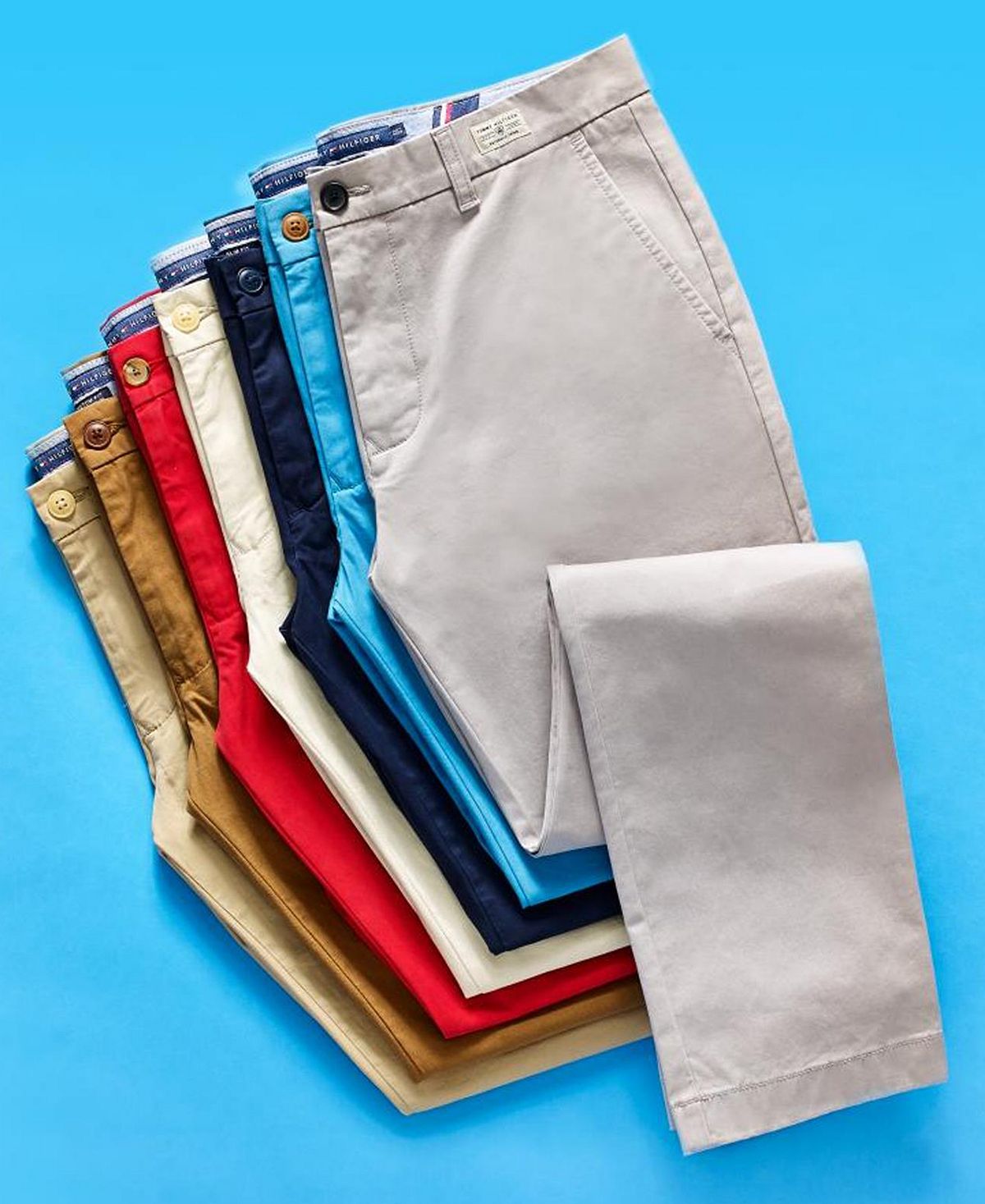Calça Chino Tommy Hilfiger Masculina de Perna Reta e Ajuste Personalizado Azul Tamanho 36/32