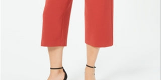 Calça curta Alfani feminina com cinto e faixa vermelha, tamanho 12