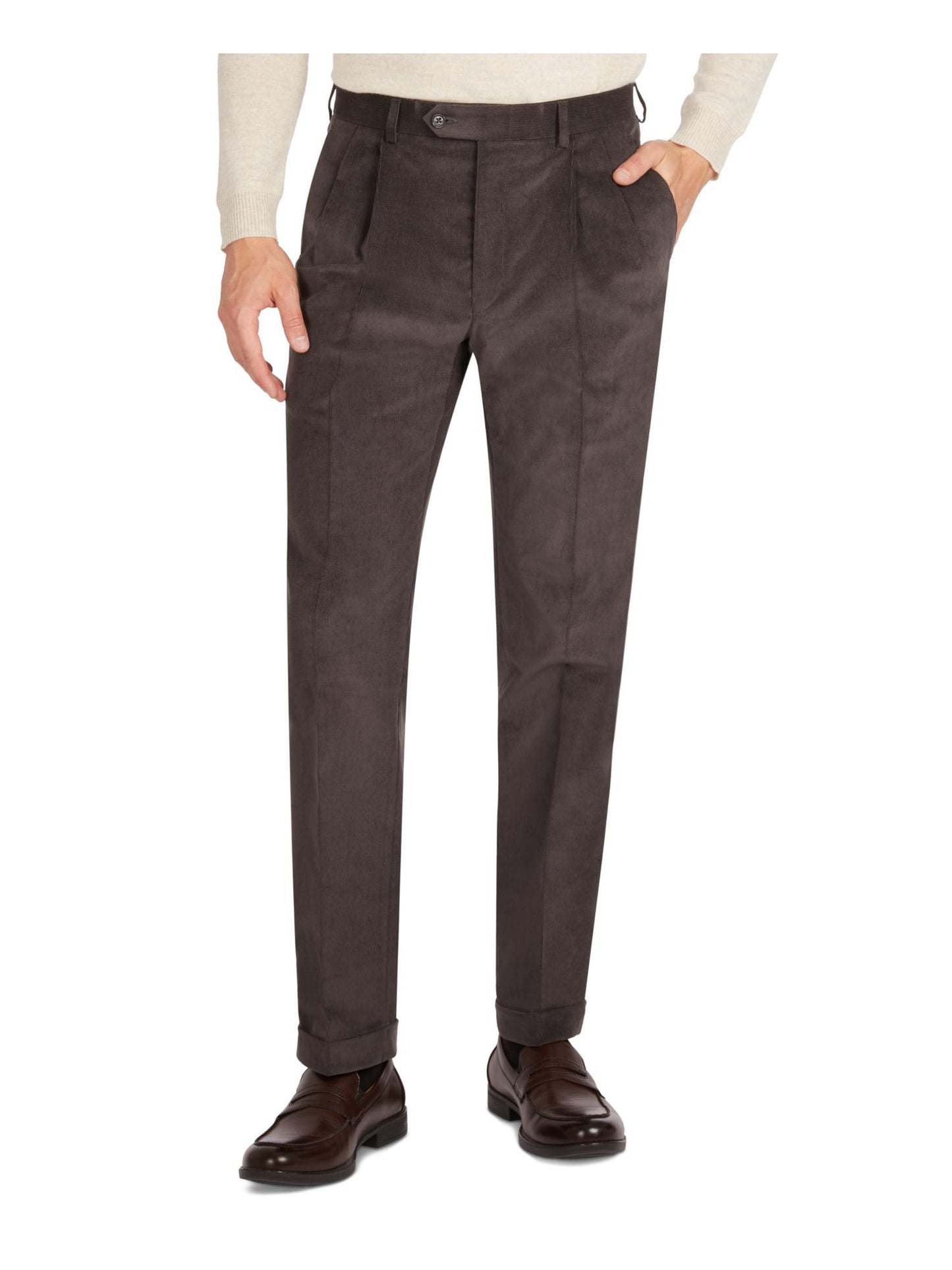 Calça Ralph Lauren Masculina Plissada Reta Classic Fit Marrom Tamanho 38X32