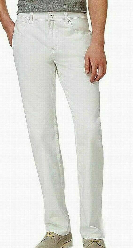Calça jeans elástica de perna reta clássica masculina INC Berlin, branca, tamanho 40x30