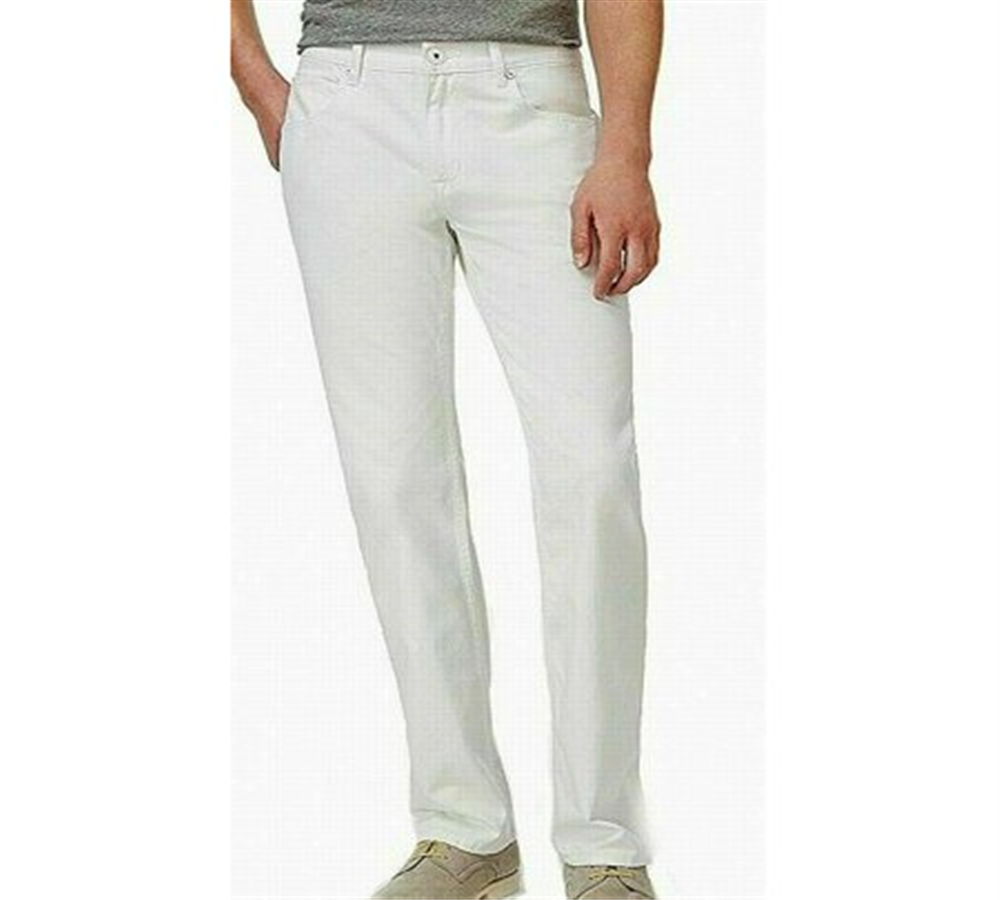 Calça jeans elástica clássica masculina Berlin, perna reta, branca, tamanho 33x30