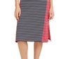 Vestido feminino Tommy Hilfiger de algodão com listras coloridas e MIDI, tamanho P, vermelho