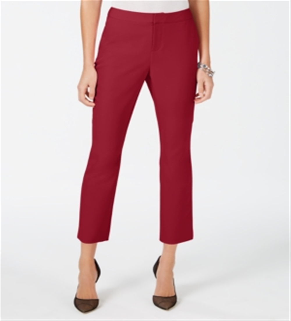 Calça feminina reta e cropped INC International Concepts, vermelha, tamanho 0