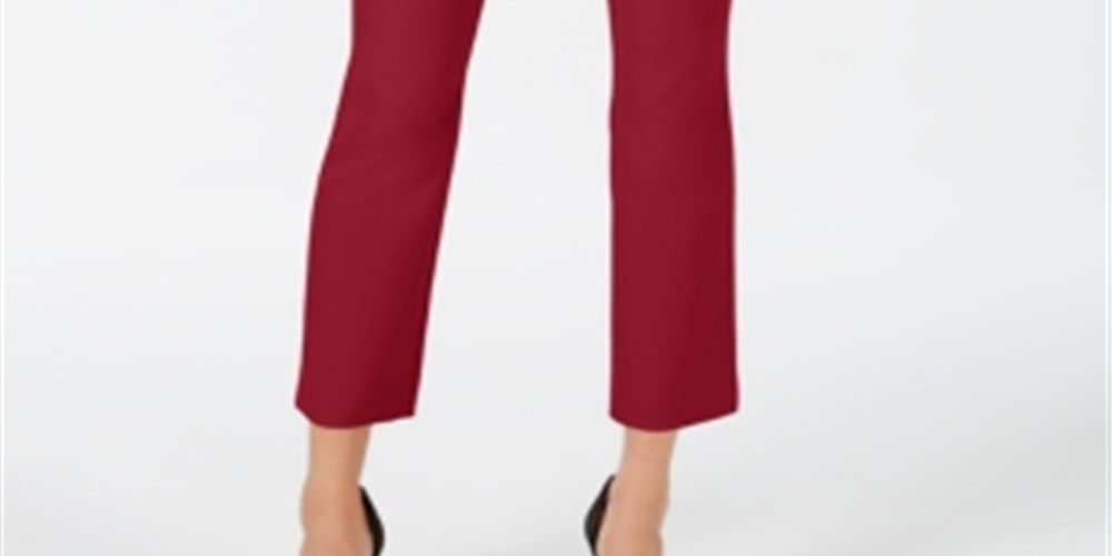 Calça feminina reta e cropped INC International Concepts, vermelha, tamanho 0