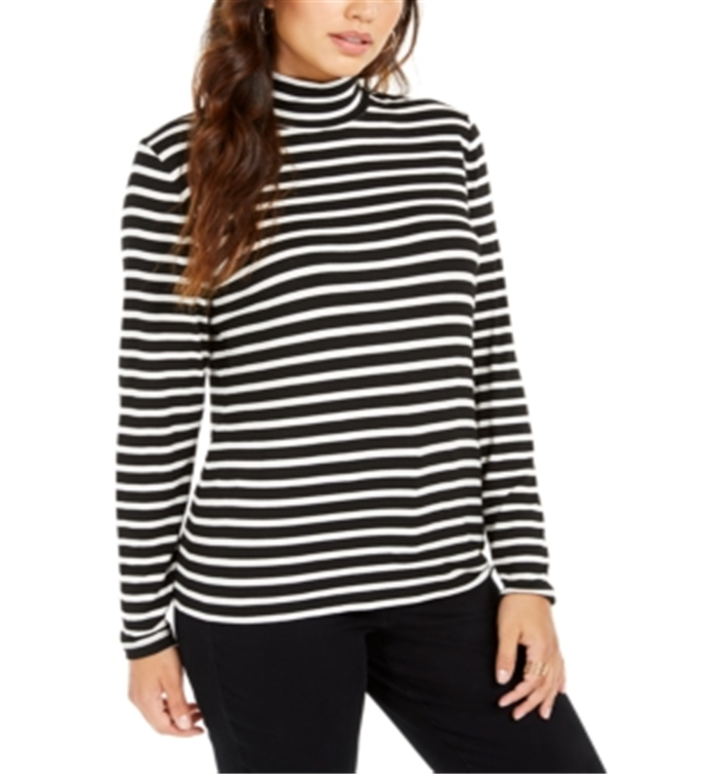 Blusa listrada feminina Style &amp; Co, preta, tamanho PP