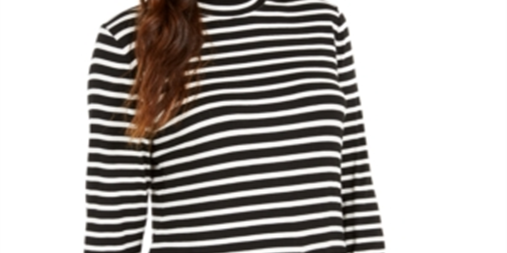Blusa listrada feminina Style &amp; Co, preta, tamanho PP