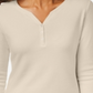Karen Scott Top Henley de Algodão Feminino Marrom Tamanho Grande