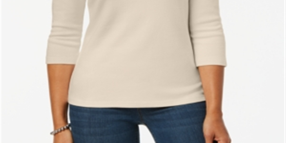 Karen Scott Top Henley de Algodão Feminino Marrom Tamanho Grande