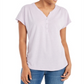 Blusa Henley de Linho e Manga Dolman Feminina Style &amp; Co Roxa Tamanho Grande