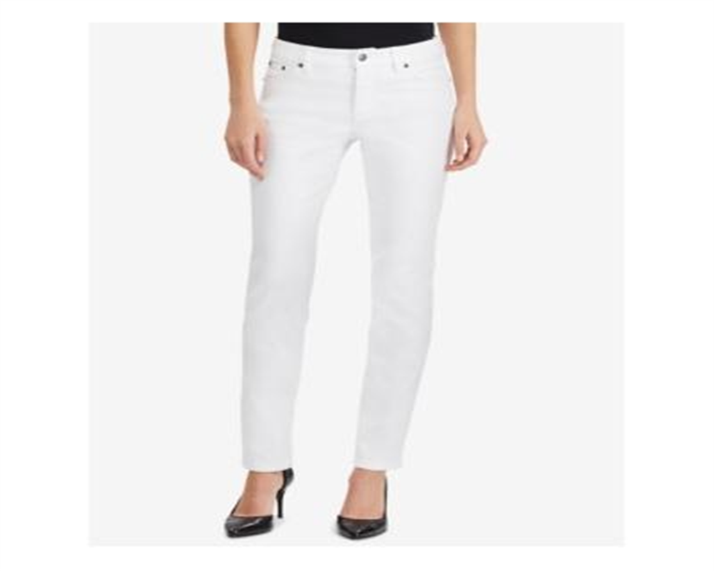 Calça jeans reta feminina Ralph Lauren, branca, tamanho 14