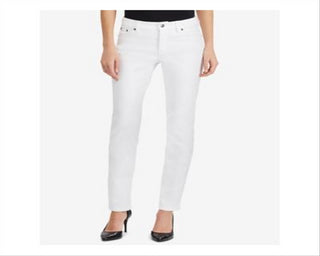 Calça jeans reta feminina Ralph Lauren, branca, tamanho 14