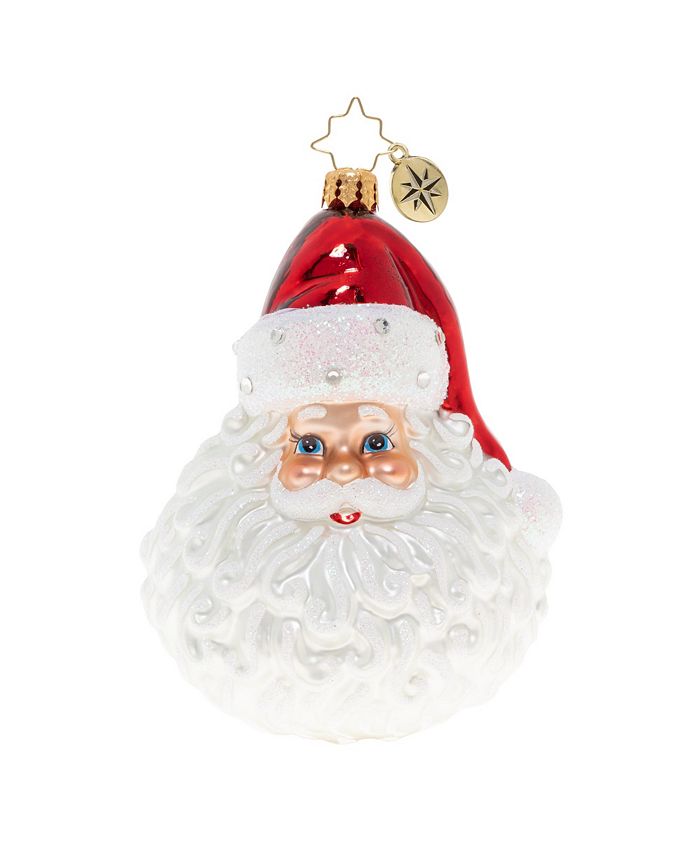 Enfeite de Natal europeu de vidro feito à mão por Christopher Radko, clássico, Papai Noel, azul, tamanho G