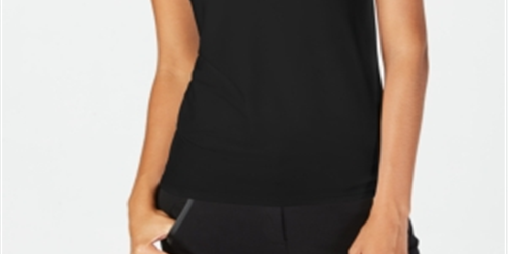 Regata feminina sem mangas Alfani, preta, tamanho grande