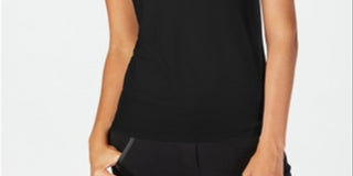Regata feminina sem mangas Alfani, preta, tamanho grande