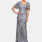 Vestido feminino Alex Evenings com decote em V, mangas curtas e decote V, azul marinho, tamanho 8