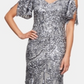 Vestido feminino Alex Evenings com decote em V, mangas curtas e decote V, azul marinho, tamanho 8