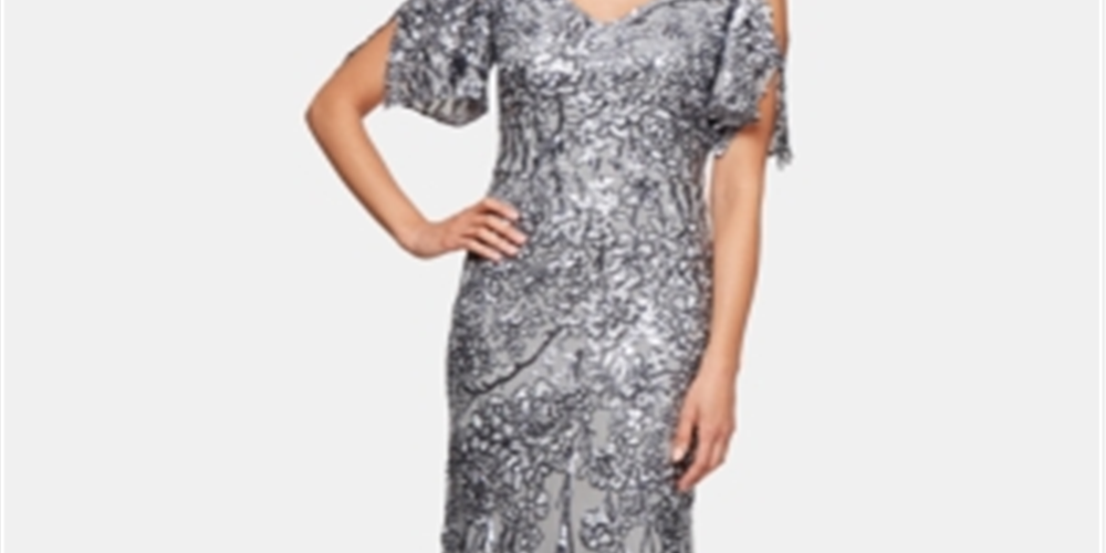 Vestido feminino Alex Evenings com decote em V, mangas curtas e decote V, azul marinho, tamanho 8