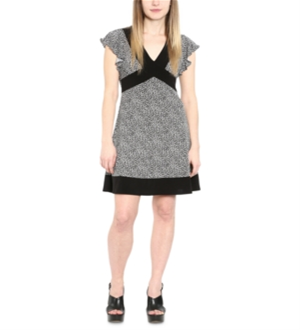 Vestido evasê com estampa de chita Michael Kors feminino, cinza, tamanho grande